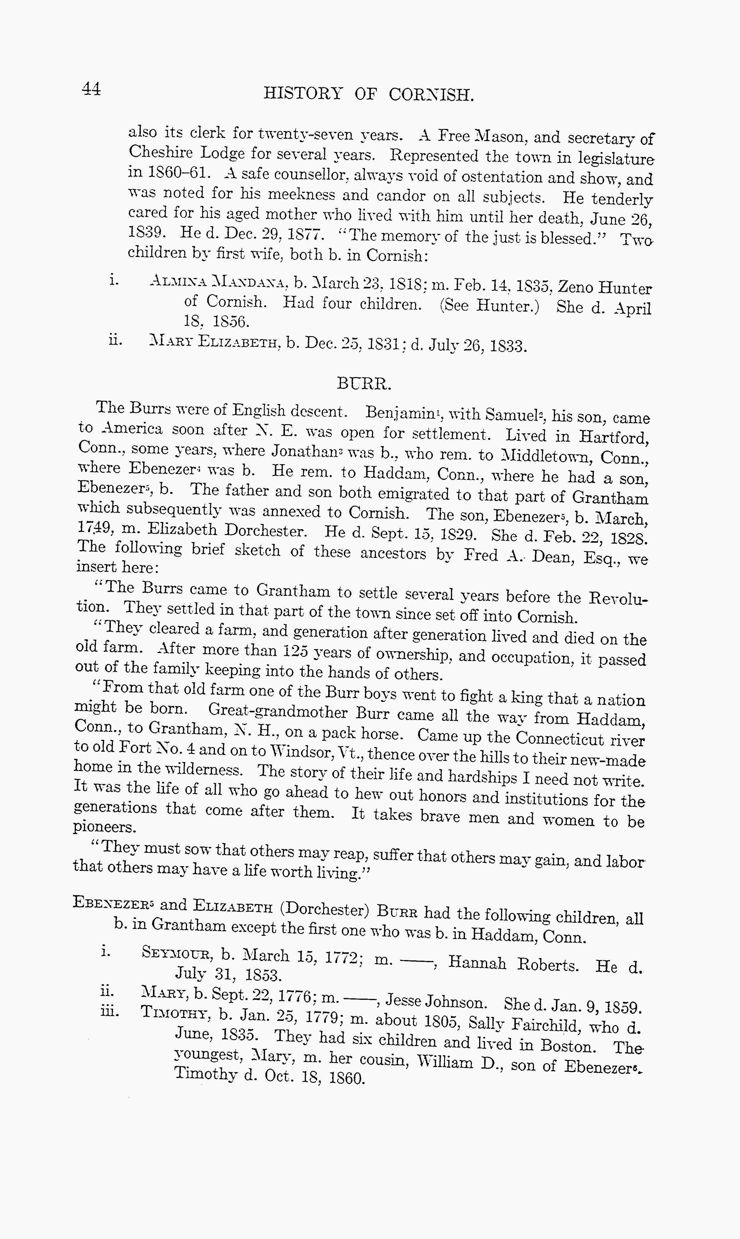History of the town of Cornish, New Hampshire : with genealogical record, 1763-1910