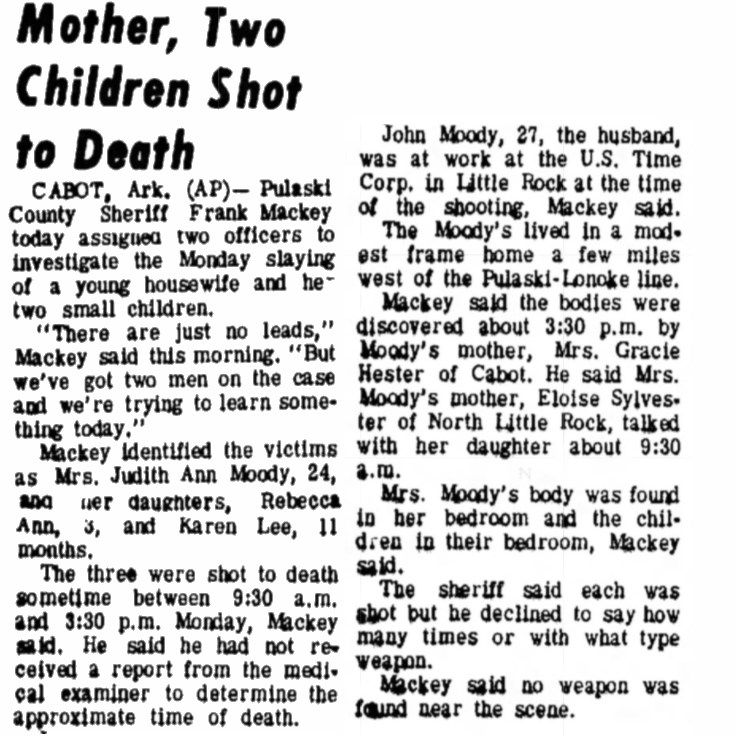 Homicide-MOODY Judith (Mother and children shot)