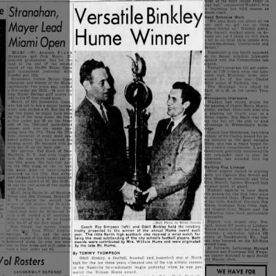 News-BINKLEY Odell (Hume Award)