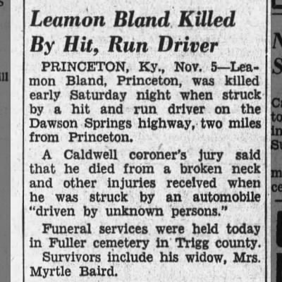 News-BLAND Leamon (Hit and Run Death)