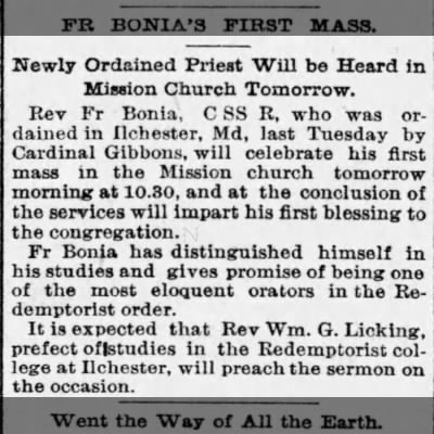 News-BONIA Rev Mauice (First Mass)