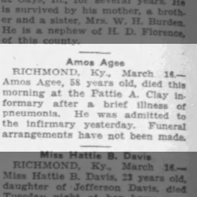 Obituary-AGEE Amos
