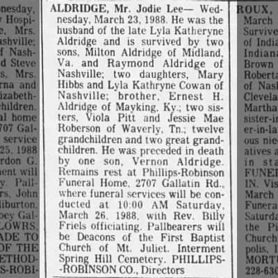 Obituary-ALDRIDGE Jodie