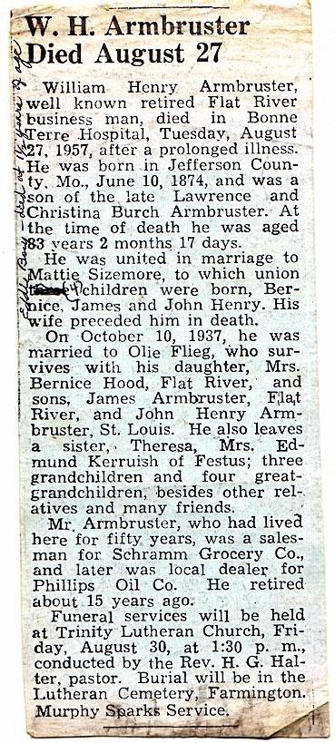 Obituary-ARMBRUSTER William Henry