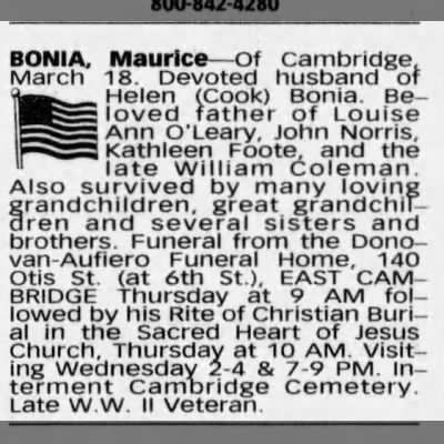 Obituary-BONIA Maurice
