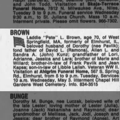Obituary-BROWN Laddie
