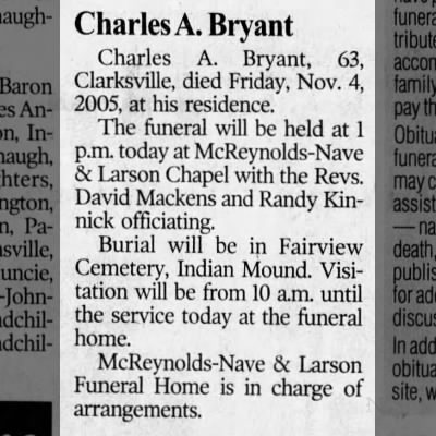 Obituary-BRYANT Charles