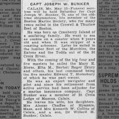Obituary-BUNKER Capt Joseph