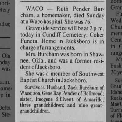 Obituary-BURCHAM Ruth