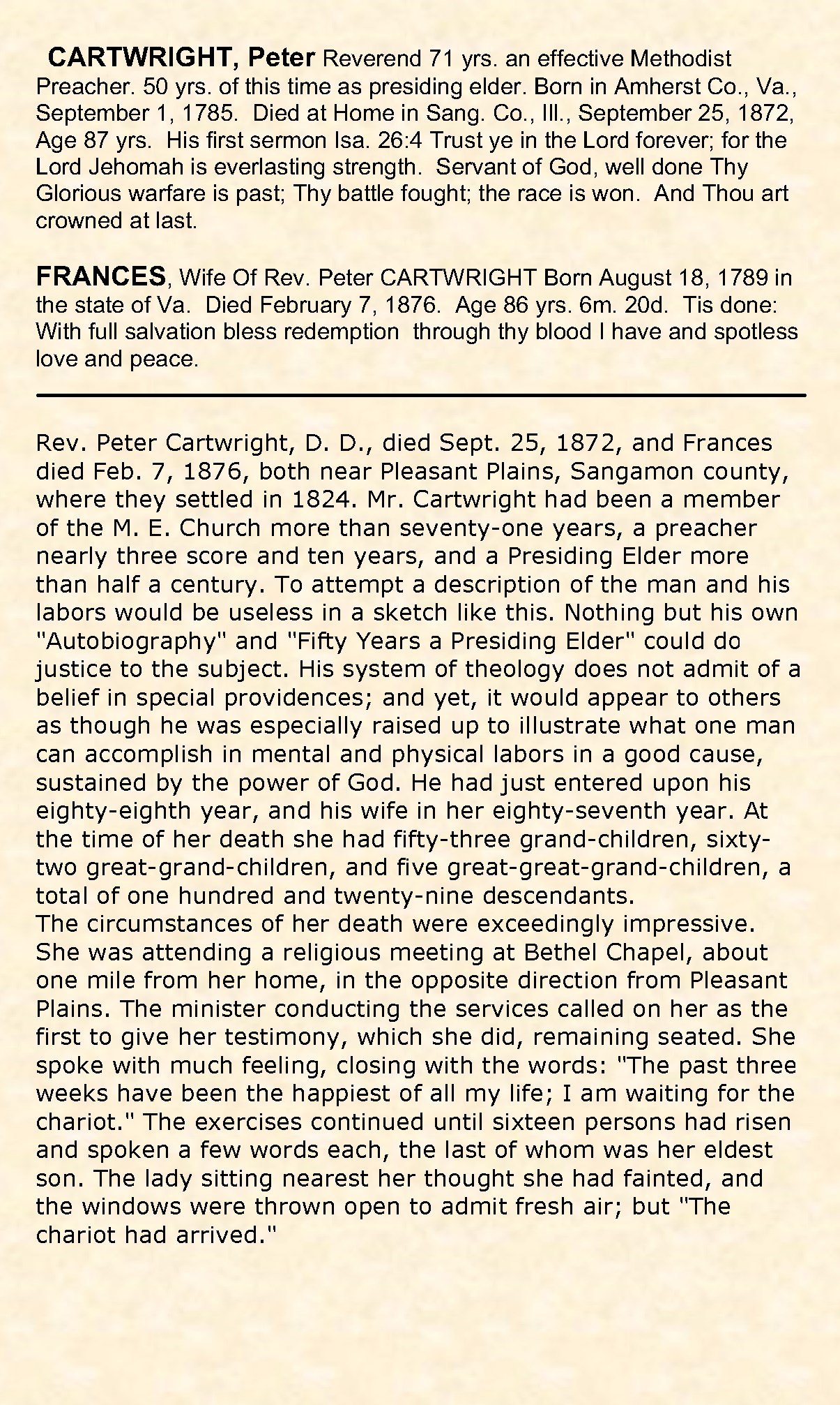 Obituary-CARTWRIGHT Rev Peter J and Frances (Gaines)