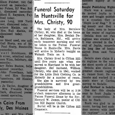 Obituary-CHRISTY Berniece Pearl (Dennis)