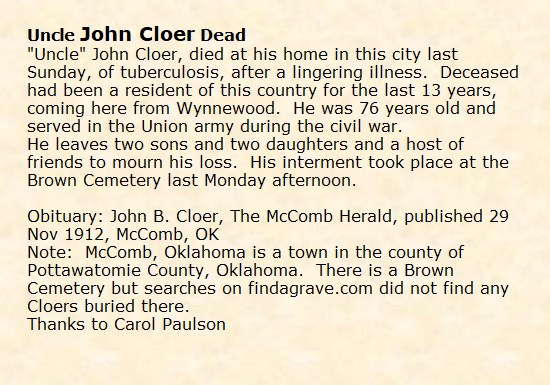 Obituary-CLOER John B