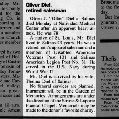 Obituary-DIEL Oliver