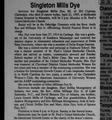 Obituary-DYE Singleton