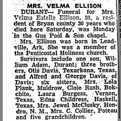 Obituary-ELLISON Velma