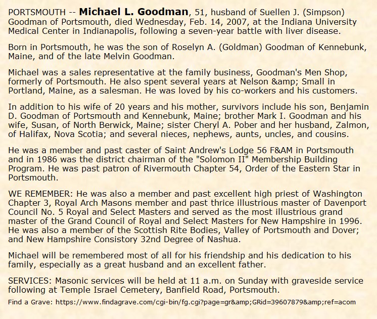 Obituary-GOODMAN Michael Leo