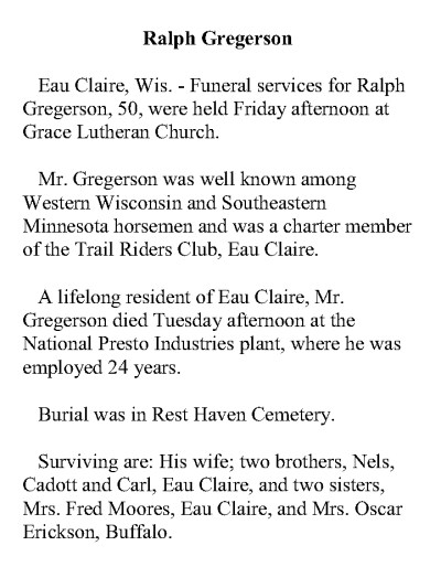 Obituary-GREGERSON Ralph
