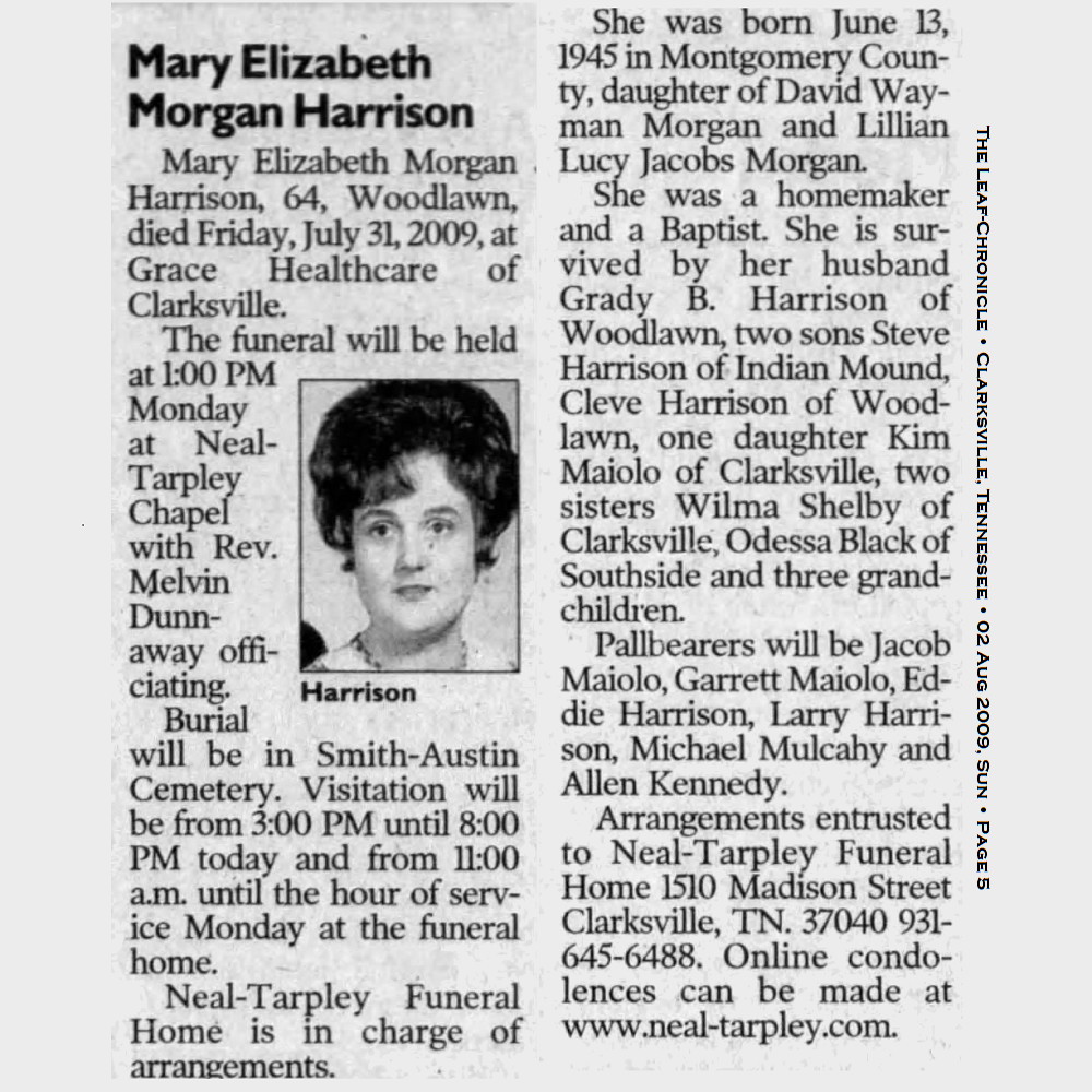 Obituary-HARRISON Mary