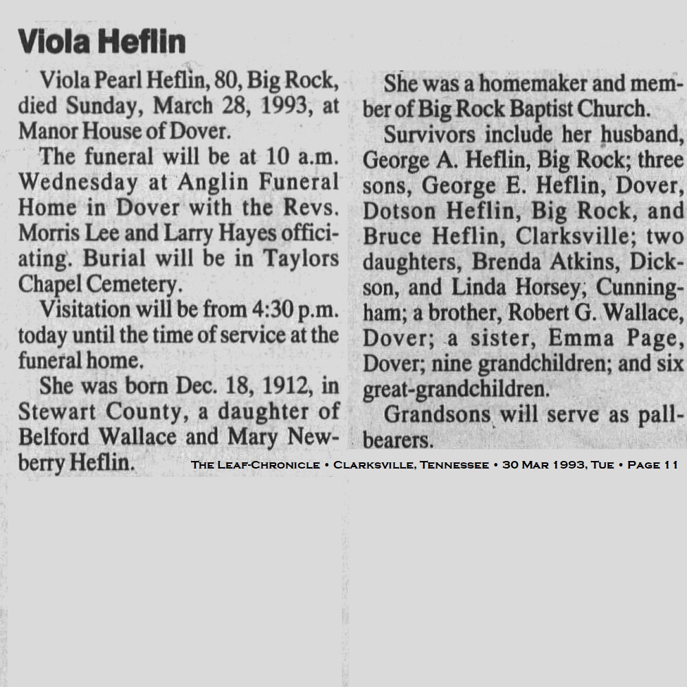 Obituary-HEFLIN Viola