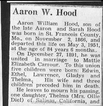 Obituary-HOOD Aaron William