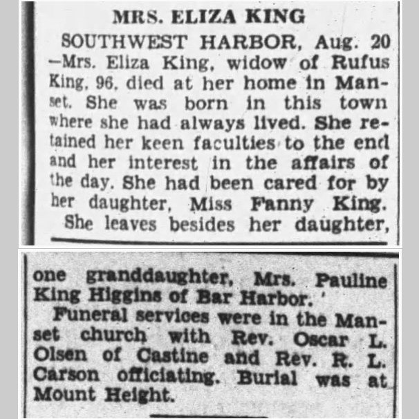 Obituary-KING Eliza