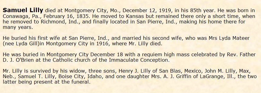 Obituary-LILLY Samuel
