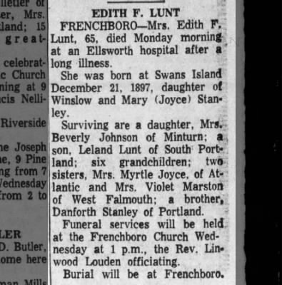 Obituary-LUNT Edith