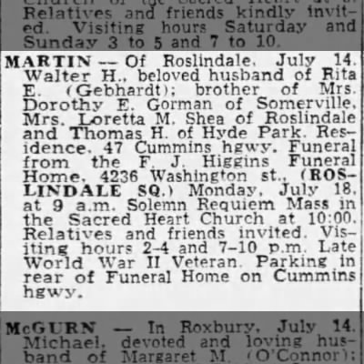 Obituary-MARTIN Walter