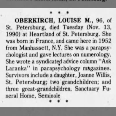 Obituary-OBERKIRCH Louise