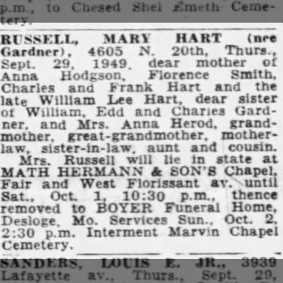 Obituary-RUSSELL Mary