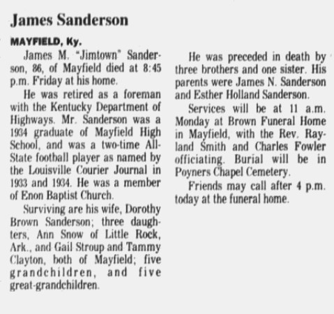 Obituary-SANDERSON James M