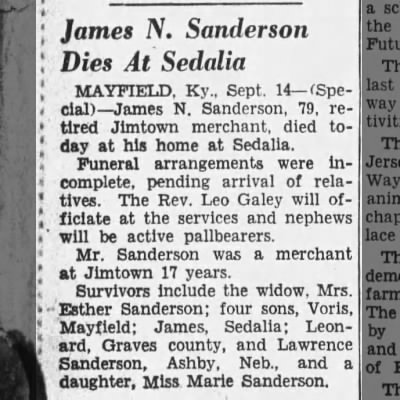 Obituary-SANDERSON James N