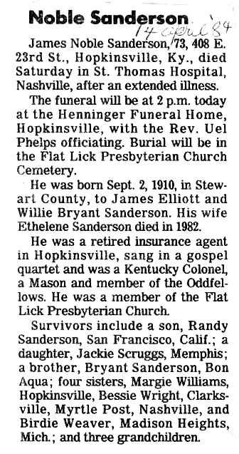 Obituary-SANDERSON James Nobel