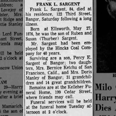 Obituary-SARGENT Frank