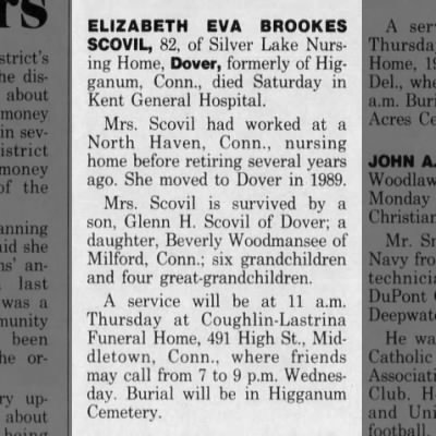 Obituary-SCOVIL Elizabeth Eva (Brookes)