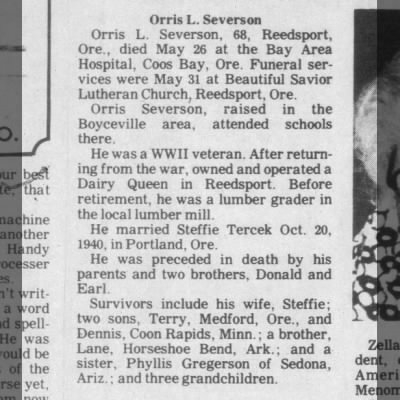 Obituary-SEVERSON Orris Luverne