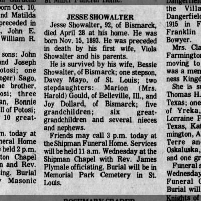 Obituary-SHOWALTER Jesse Reed