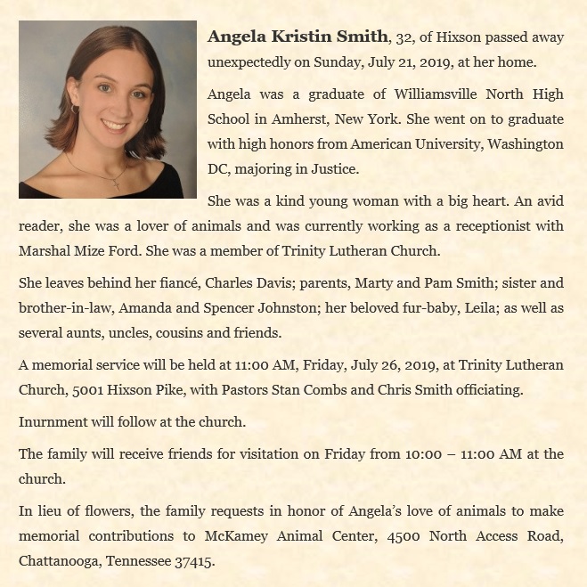 Obituary-SMITH Angela Kristin