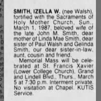 Obituary-SMITH Izella (Walsh)