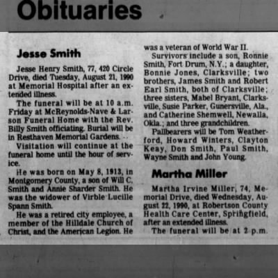 Obituary-SMITH Jesse Henry