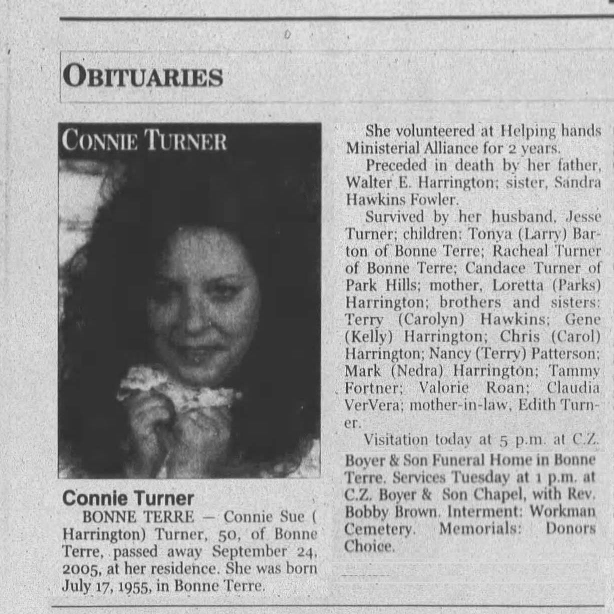 Obituary-TURNER Connie