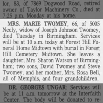Obituary-TWOMEY Marie