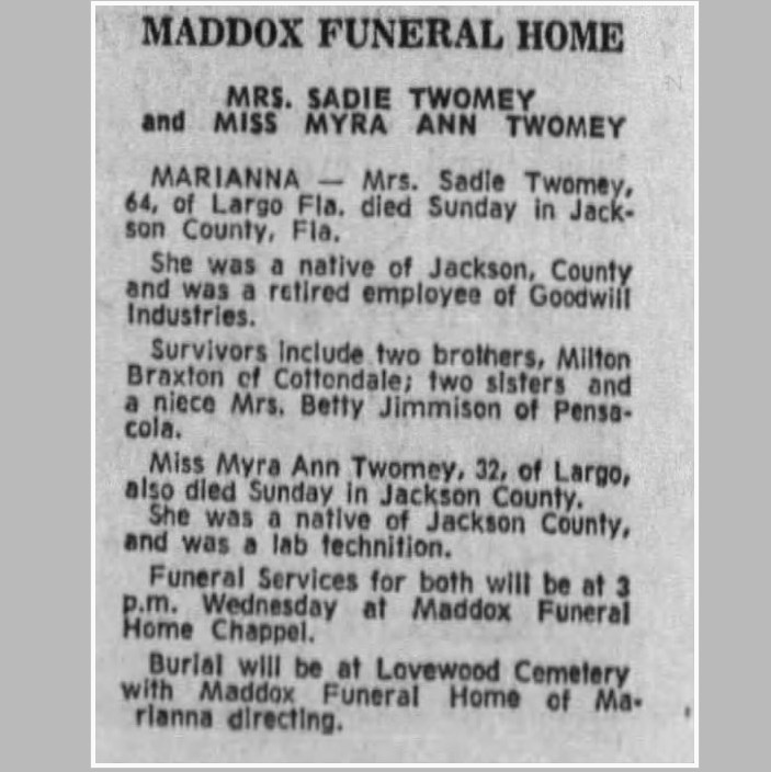 Obituary-TWOMEY Sadie and Myra