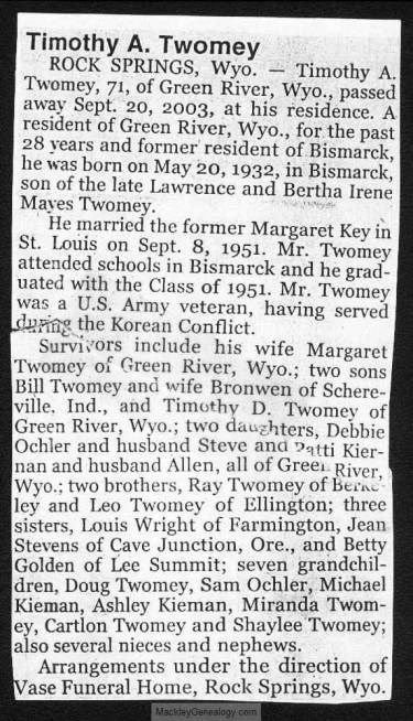 Obituary-TWOMEY Timothy Adolph