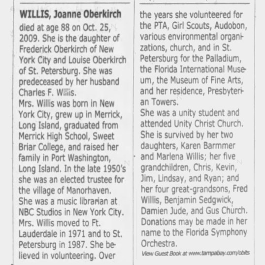 Obituary-WILLIS Joanne