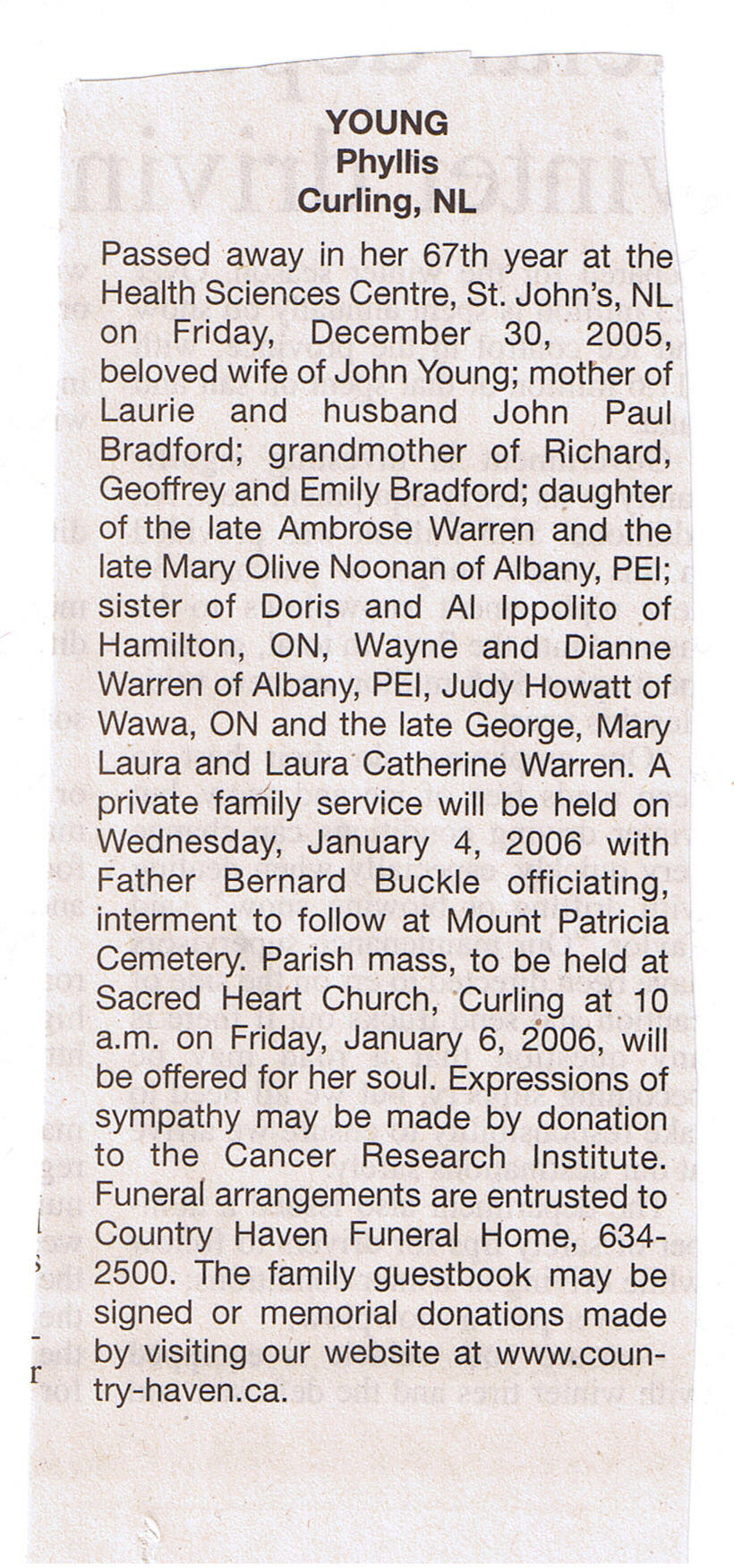 Obituary-YOUNG Phyllis