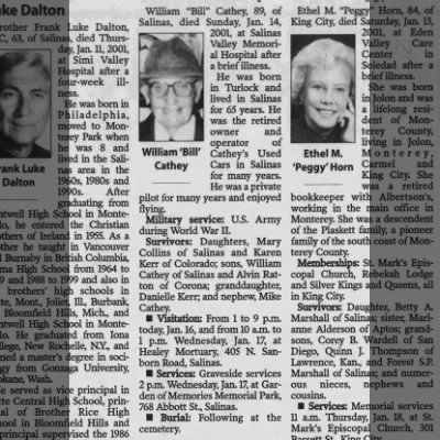 Obituary-CATHEY William Pearson "Bill"