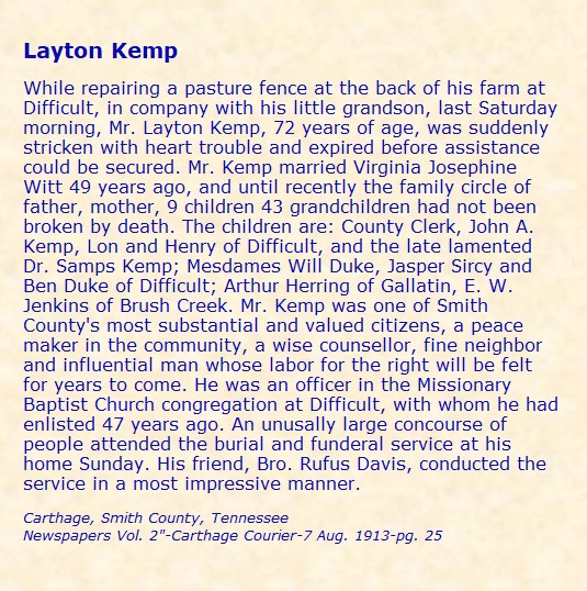 Obituary-KEMP James Layton "Late"