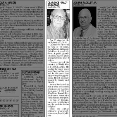 Obituary-McGOWAN Clarence "Mac"