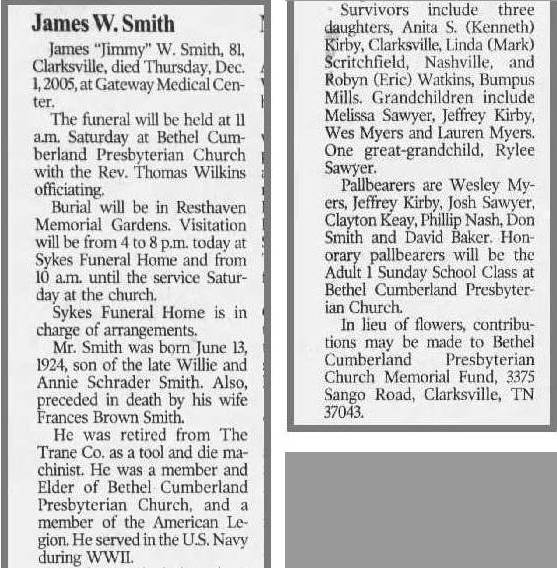 Obituary-SMITH James Whitfield "Jimmy"